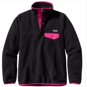 Patagonia Black & Pink Synchilla Snap Pullover